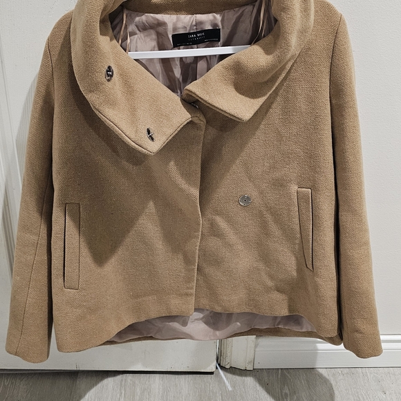 Zara Jackets & Blazers - Zara Tan Short Wool-Blend Pea Coat